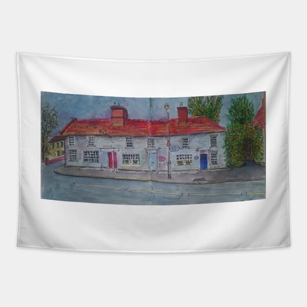 Watercolor Sketch - The Swan Cottages. Linton, Cambridgeshire, UK Tapestry by IgorPozdnyakov