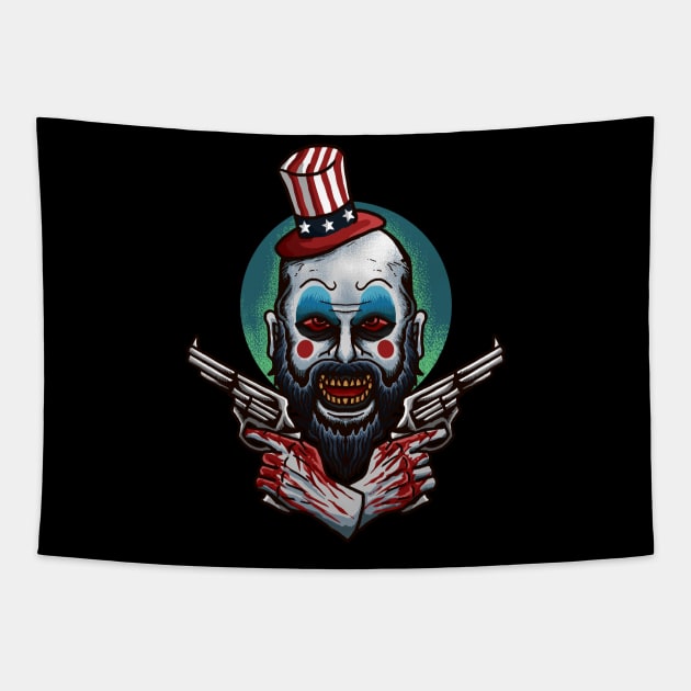 Captain Spaulding Holding Gun Tapestry by haqrifkii