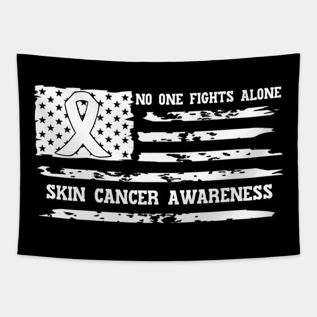 No One Fights Alone Skin Cancer Awareness Tapestry by Geek-Down-Apparel