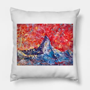 Mountain Matterhorn Under The Red Sky. Alps Pillow