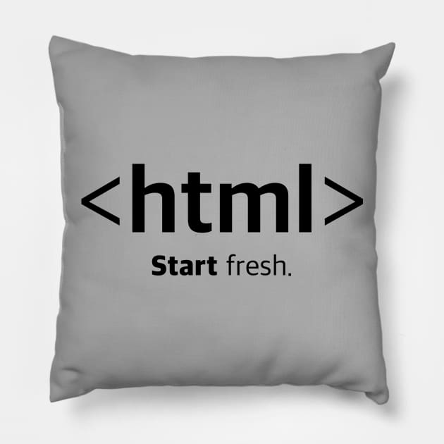 <html> Start fresh. Opening HTML Tag T-Shirt Pillow by Clouds