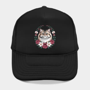 Roses Flowers British Longhair Cat Highland Straight Hat