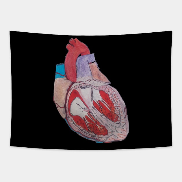 hand drawn heart anatomy Tapestry by mohamedenweden