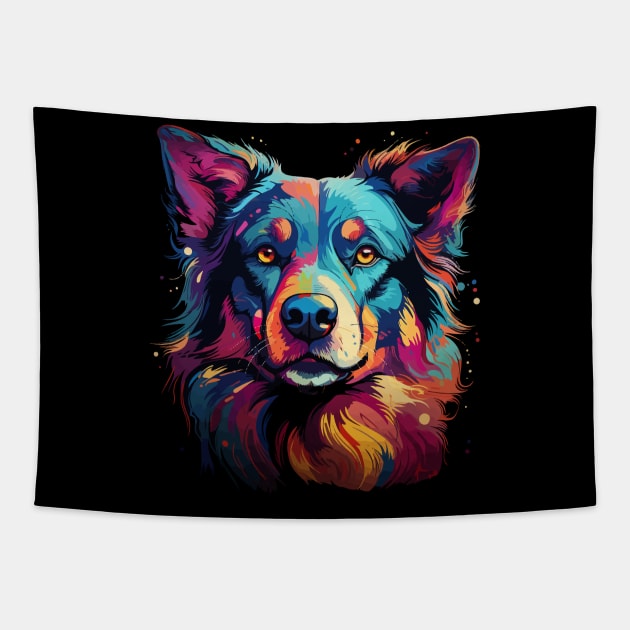 Alaskan Husky Rainbow Tapestry by JH Mart