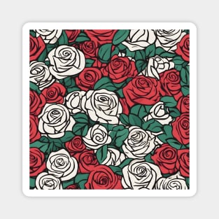 red and white roses Magnet