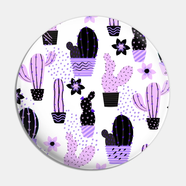 Cute Cactus Pattern (purple) Pin by Dorino