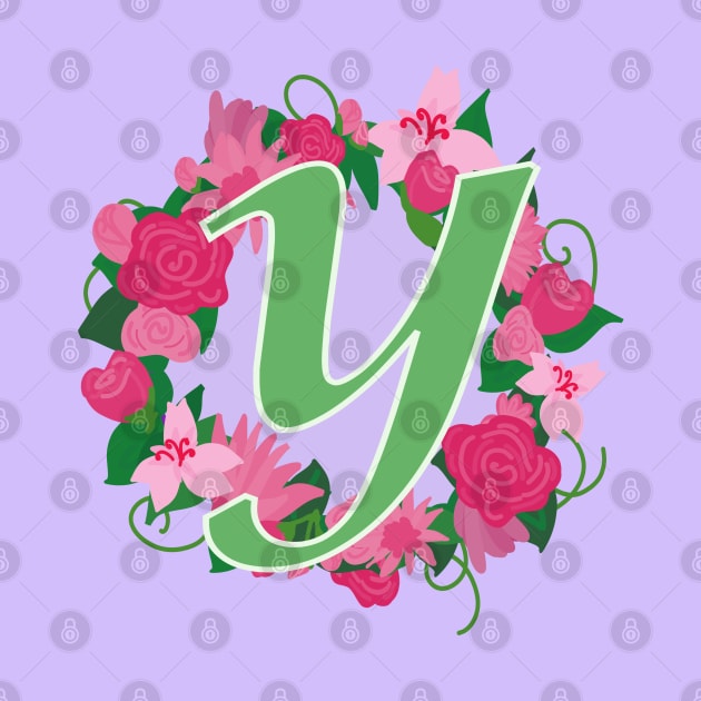 Monogram Y, Personalized Floral InitiaI by Bunniyababa