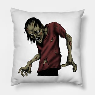 horror red zombie in graveyard scary design Pillow