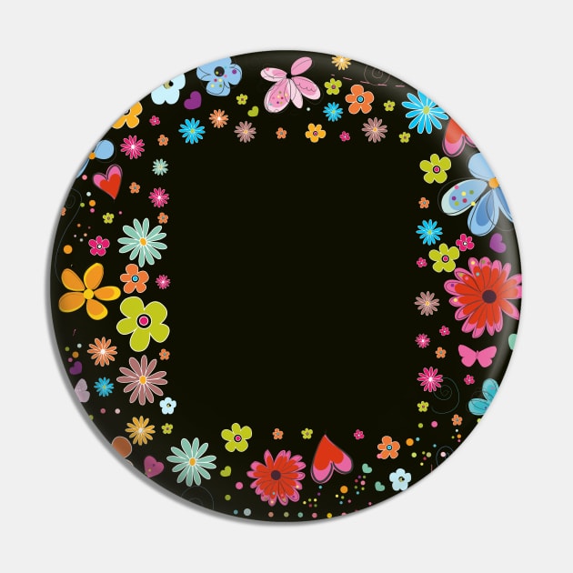 Colorful happy hippie flowers frame Pin by GULSENGUNEL