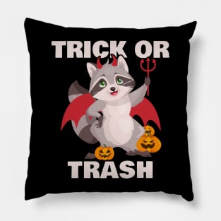 Trick or Trash - Devil Raccoon Pillow