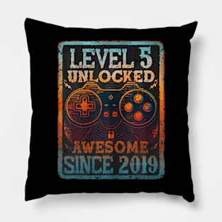 Level 5 Unlocked 5 Year Old 5Th Birthday Gamer Boys Kids Pillow