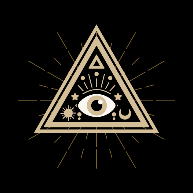 All Seeing eye Gold Pink by Just In Tee Shirts