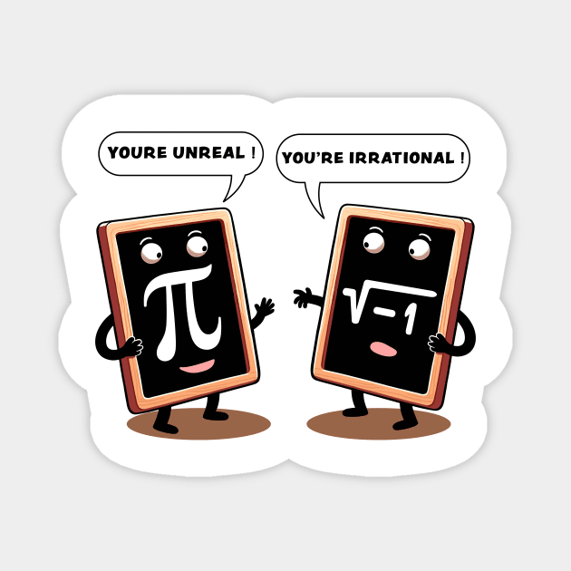 Funny Math Pun T-Shirt, Pi and Square Root Characters, for Math Teaches, Geek Nerd Tee, Math Club Apparel, Unisex Adult Magnet by Cat In Orbit ®