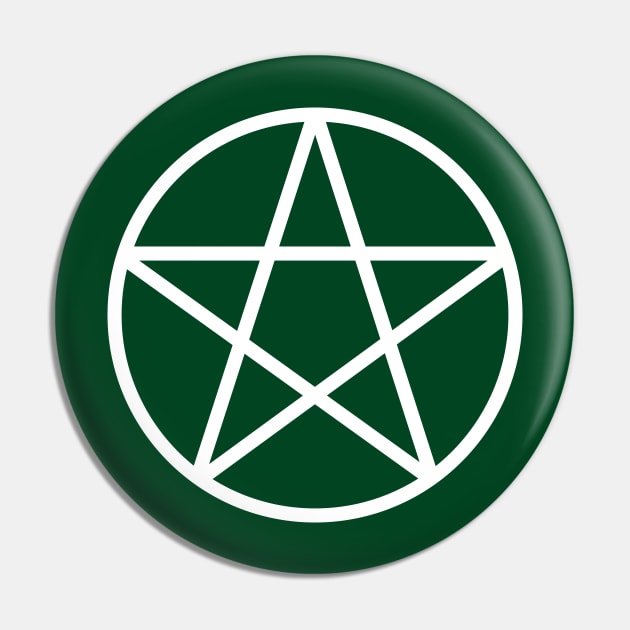 Pagan Wiccan Cheeky Witch® White and Forest Green Pentacle Pin by Cheeky Witch