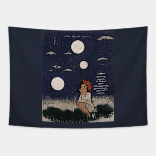 Mushroom girl under three moons Tapestry
