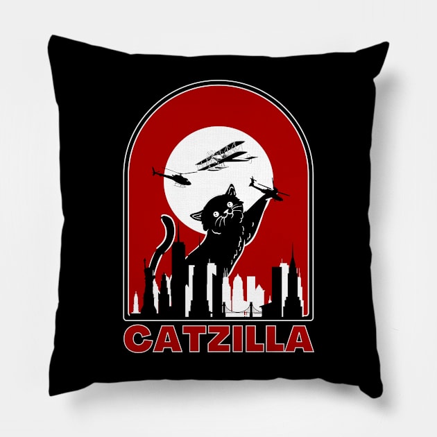 Catzilla Pillow by FullOnNostalgia