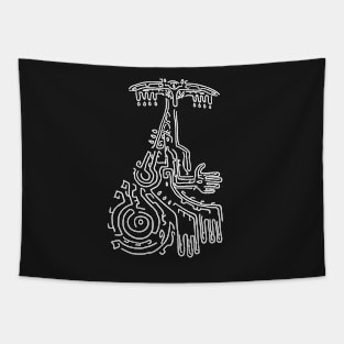 Full White on Black Rauru Geoglyph (Totk) Tapestry