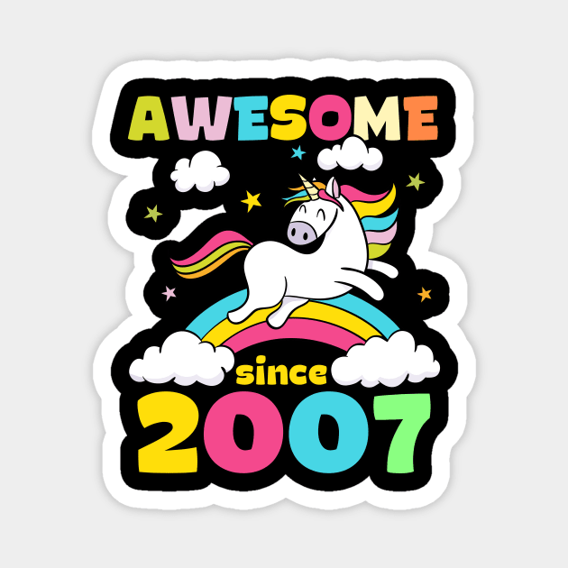 Cute Awesome Unicorn Since 2007 Funny Gift Magnet by saugiohoc994