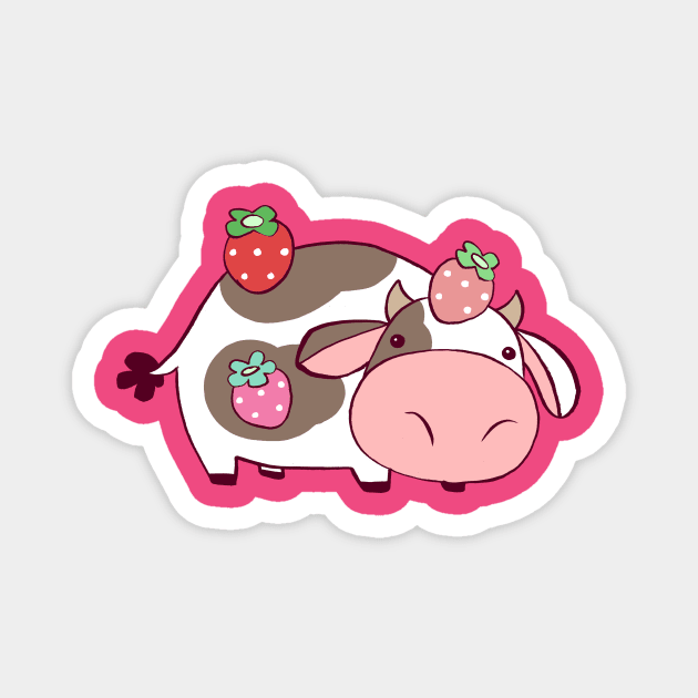 Strawberry Cow Magnet by saradaboru