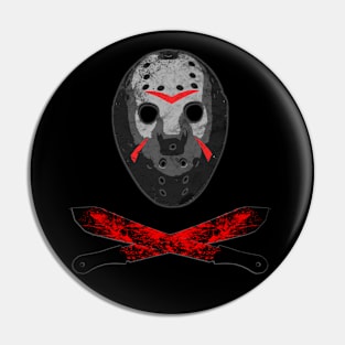 Horror Movie Mask and Machete Pin