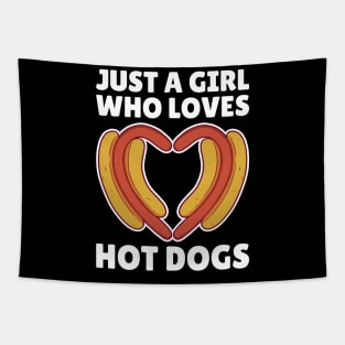 Girl Loves Hot Dogs Funny Hot Dog Gift Tapestry
