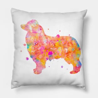 Australian Shepherd Dog Watercolor Painting 3 Pillow