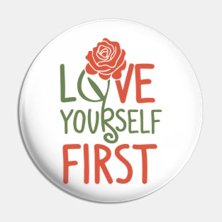 Blooming Self-Love Typography with Red Rose Pin