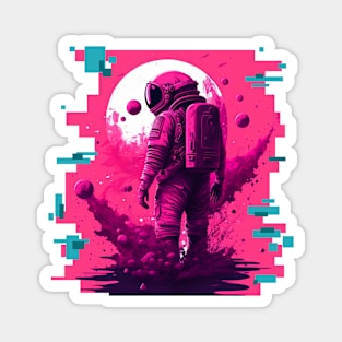 Magenta-naut: to the Moon and Back - Astronaut Magnet
