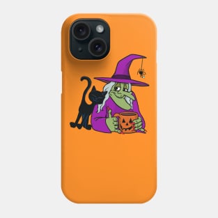 old witch with coffee and friends Phone Case