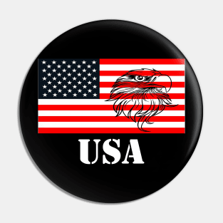 American Flag with Bald Eagle and USA logo Pin