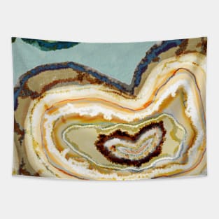 Boho Agate Heart Dusty Teal Green Tapestry