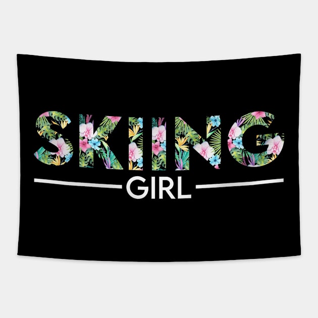 Ski girl floral design. Perfect present for mom dad friend him or her Tapestry by SerenityByAlex