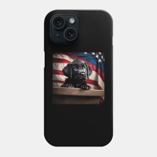 Patriotic Black Lab Puppy Phone Case