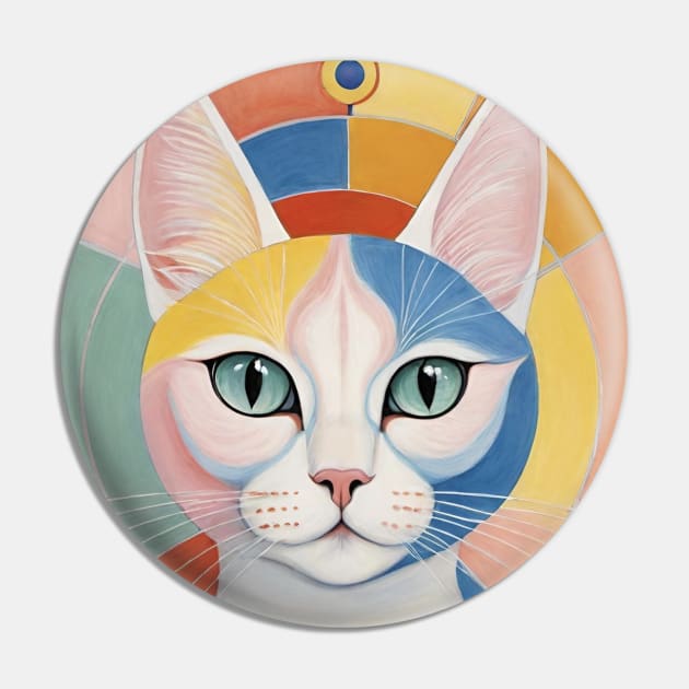 Hilma's Whimsical Catopia: Abstract Feline Harmony Pin by FridaBubble