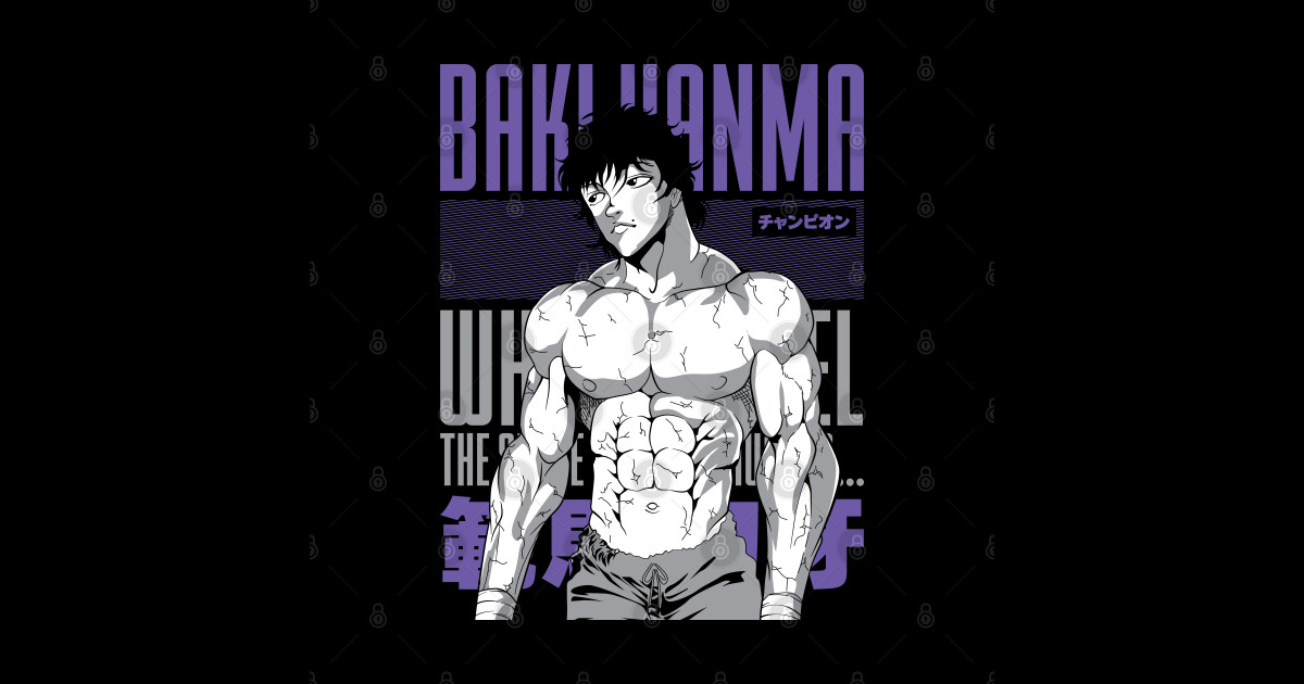 BAKI HANMA LETTERS DESIGN ANIME - Baki The Grappler - Shorts | TeePublic