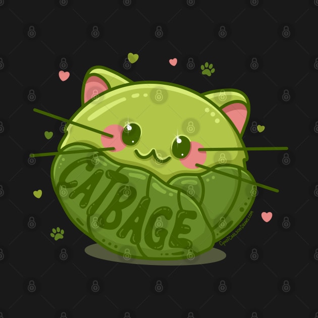 Cute Kawaii Catbage Cat+Cabbage Pun by CyndiCarlson