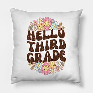 Groovy Hello 3rd Grade Vibes Retro Teacher Back To School Pillow