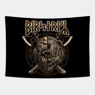 Norse Viking Berserker Runes Pagan Bear Warrior Tapestry