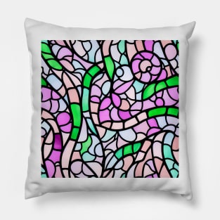 Pastel Garden - Stained Glass Design Art Pillow