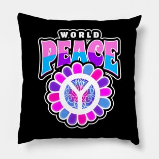 World Peace Sign Pink Blue Pillow