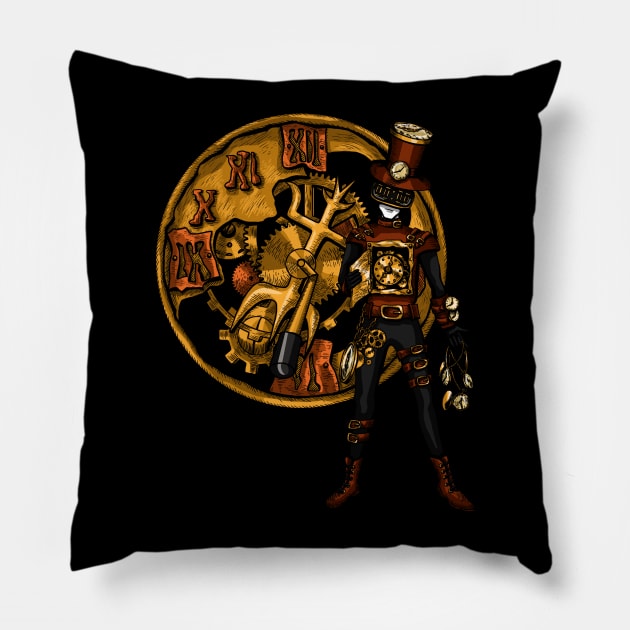 Clock man - time keeper Pillow by HelenaCooper