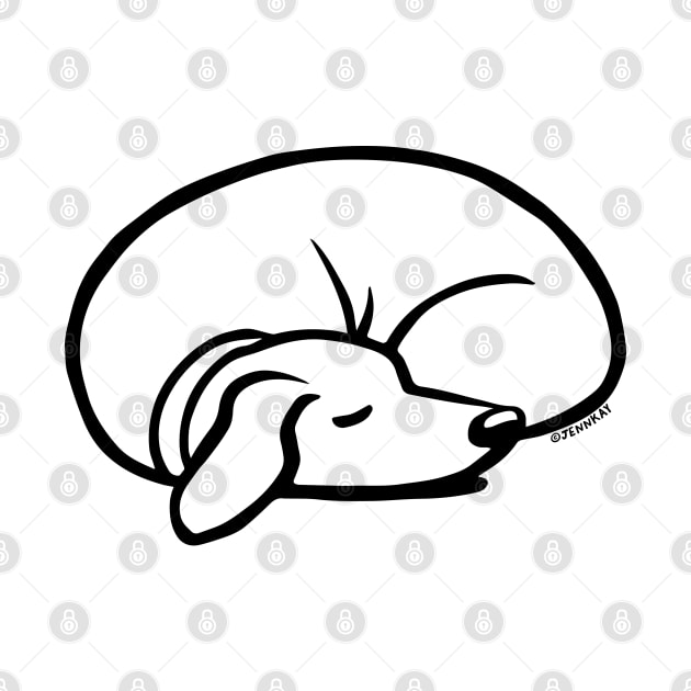 Sleeping Dog Black and White Line Drawing by Coffee Squirrel