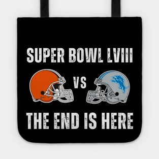 Super Bowl LVIII Browns Versus Lions 2024 Funny Football Fan Tote