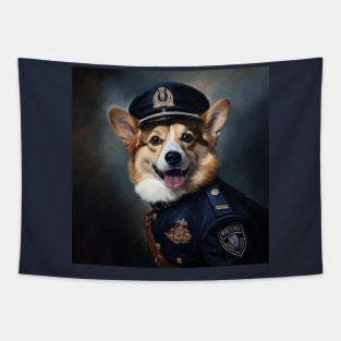 Police Officer Corgi Tapestry