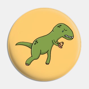 Sad T-Rex Dino with Pizza Pin