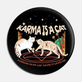 karma is a cat - vintage Pin