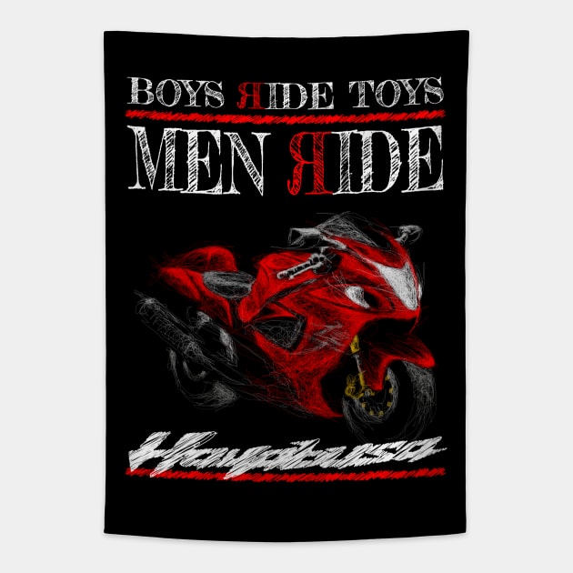 Men Ride Hayabusa Tapestry by TwoLinerDesign