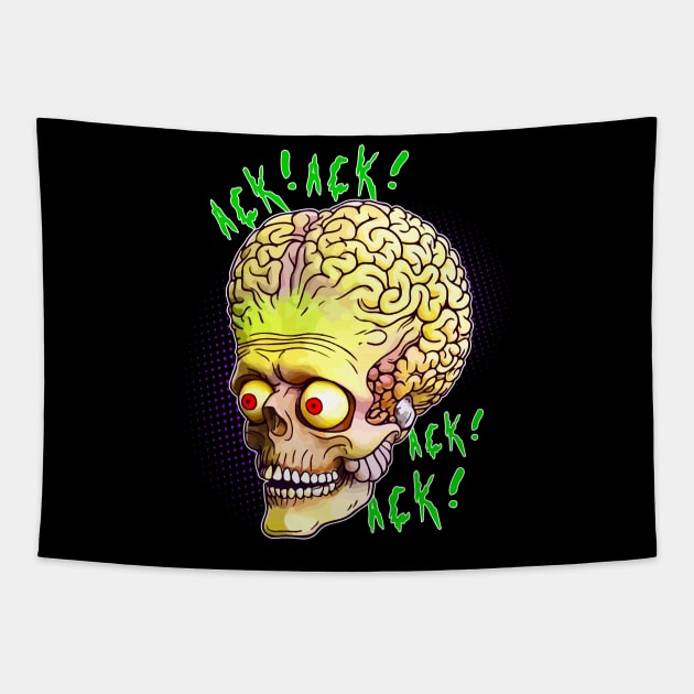 Mars Attacks Ack Ack Alien Head Tapestry by Nova5