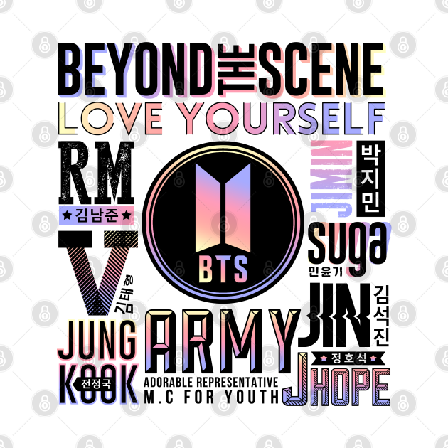 BTS FONT COLLAGE 2 - Bts - T-Shirt | TeePublic