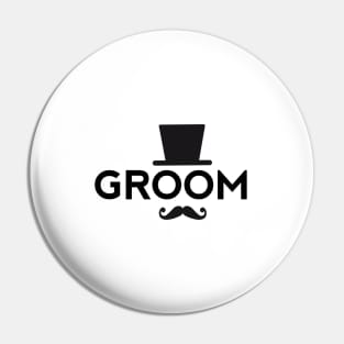 Groom t-shirt with hat and mustache Pin